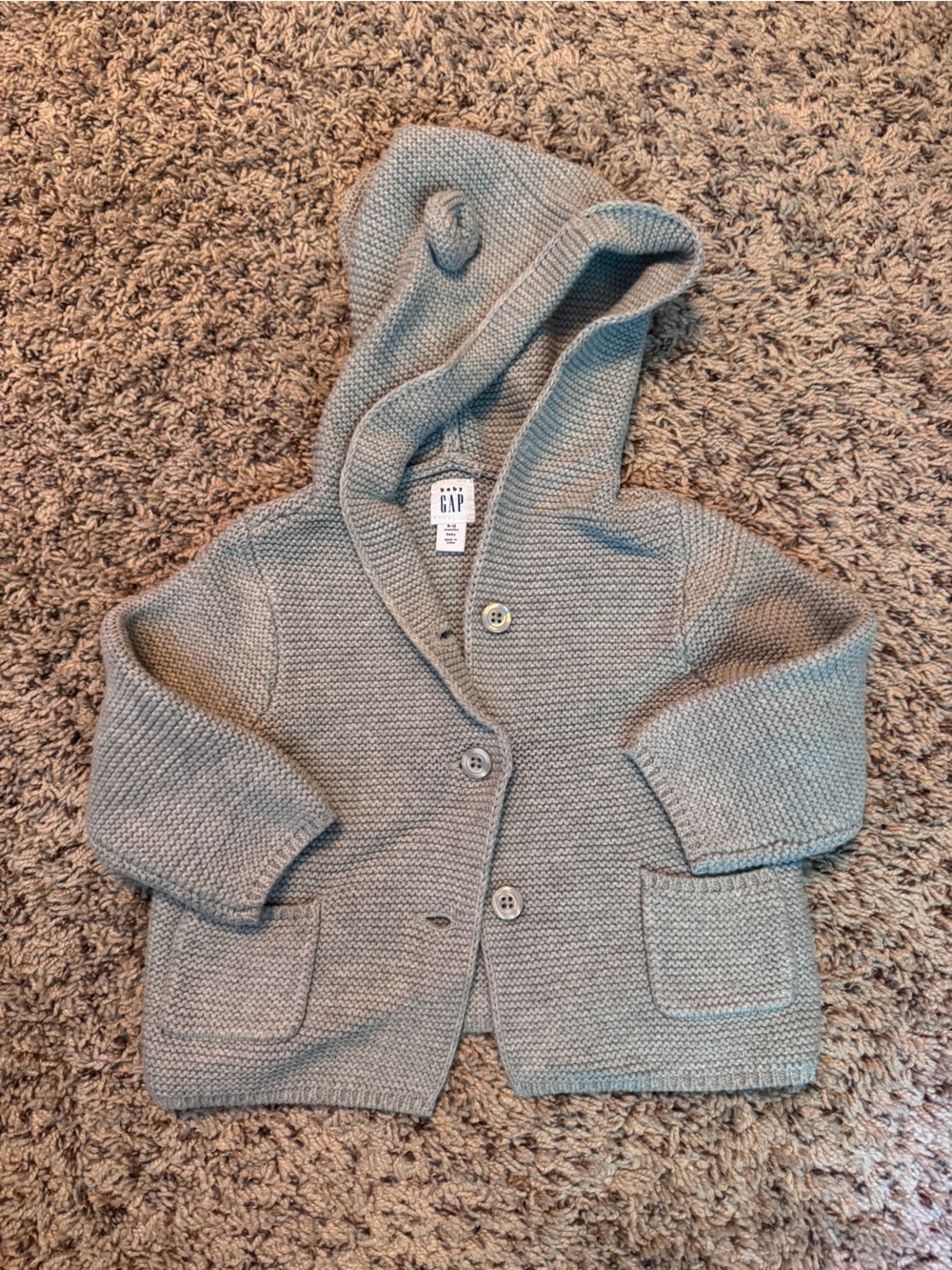 GAP Knit Hooded Cardigan in Sage